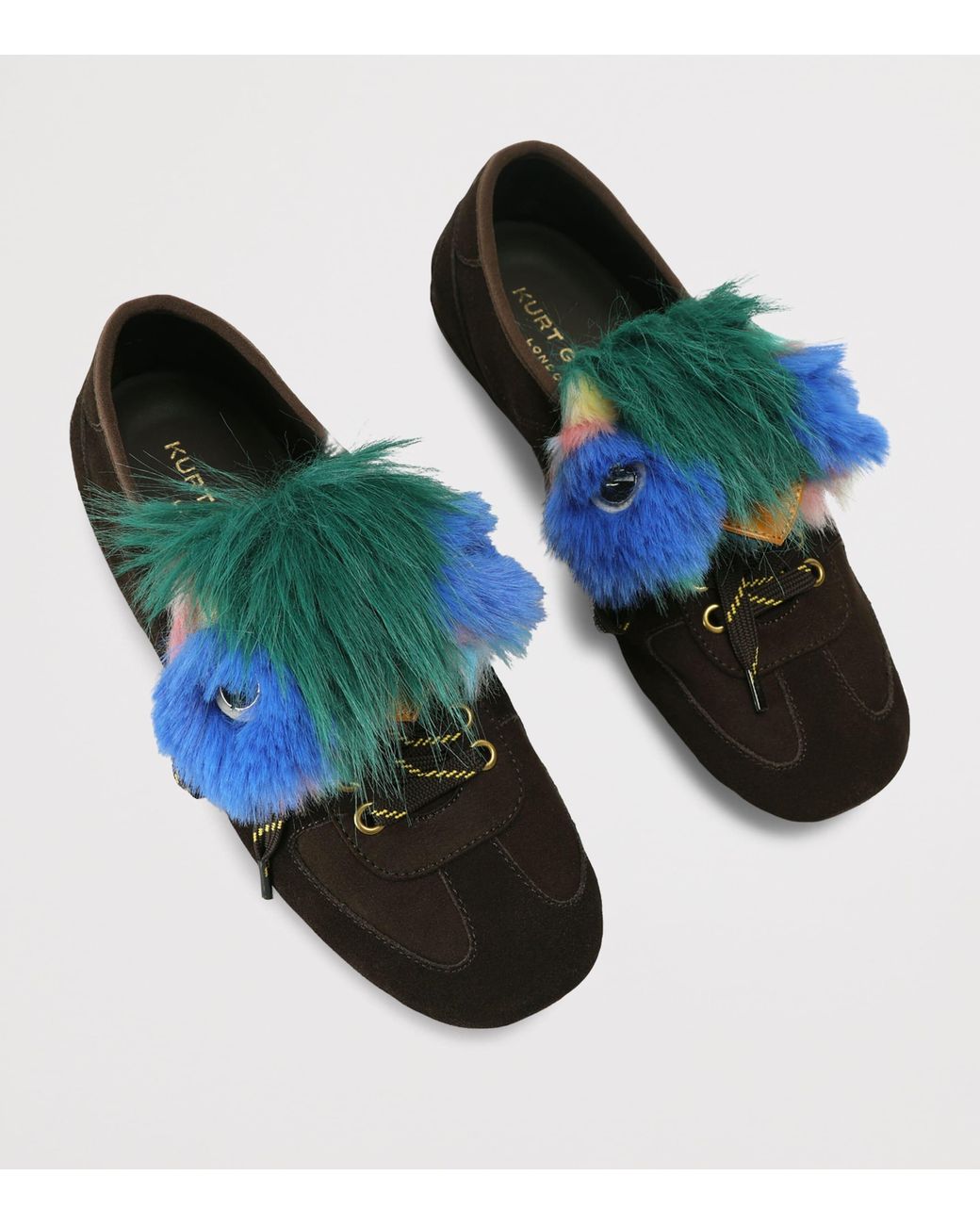 Kurt Geiger Green Suede Faux-Feather Wembley Sneakers