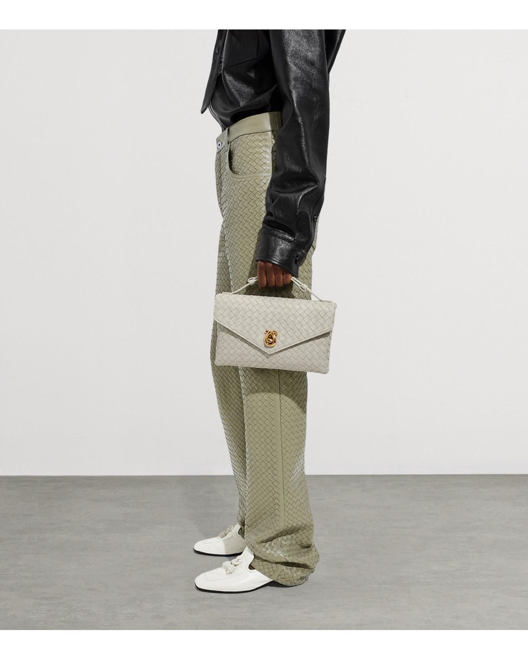 Bottega Veneta Metallic Leather Knot Lock Top-Handle Bag