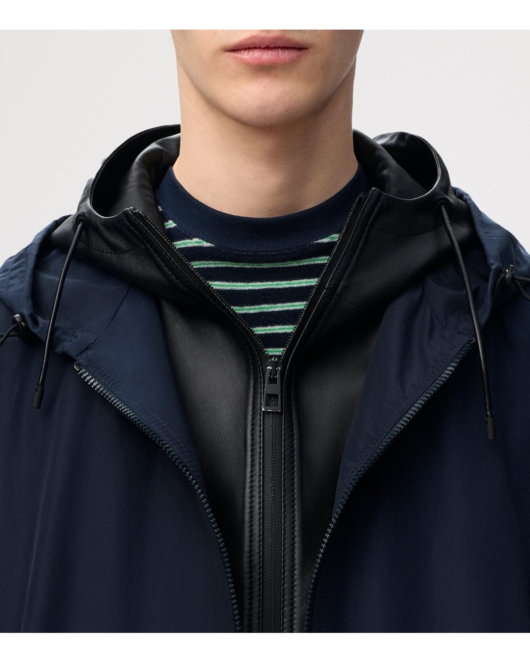 Loewe Blue Layered-Neck Hooded Jacket for men