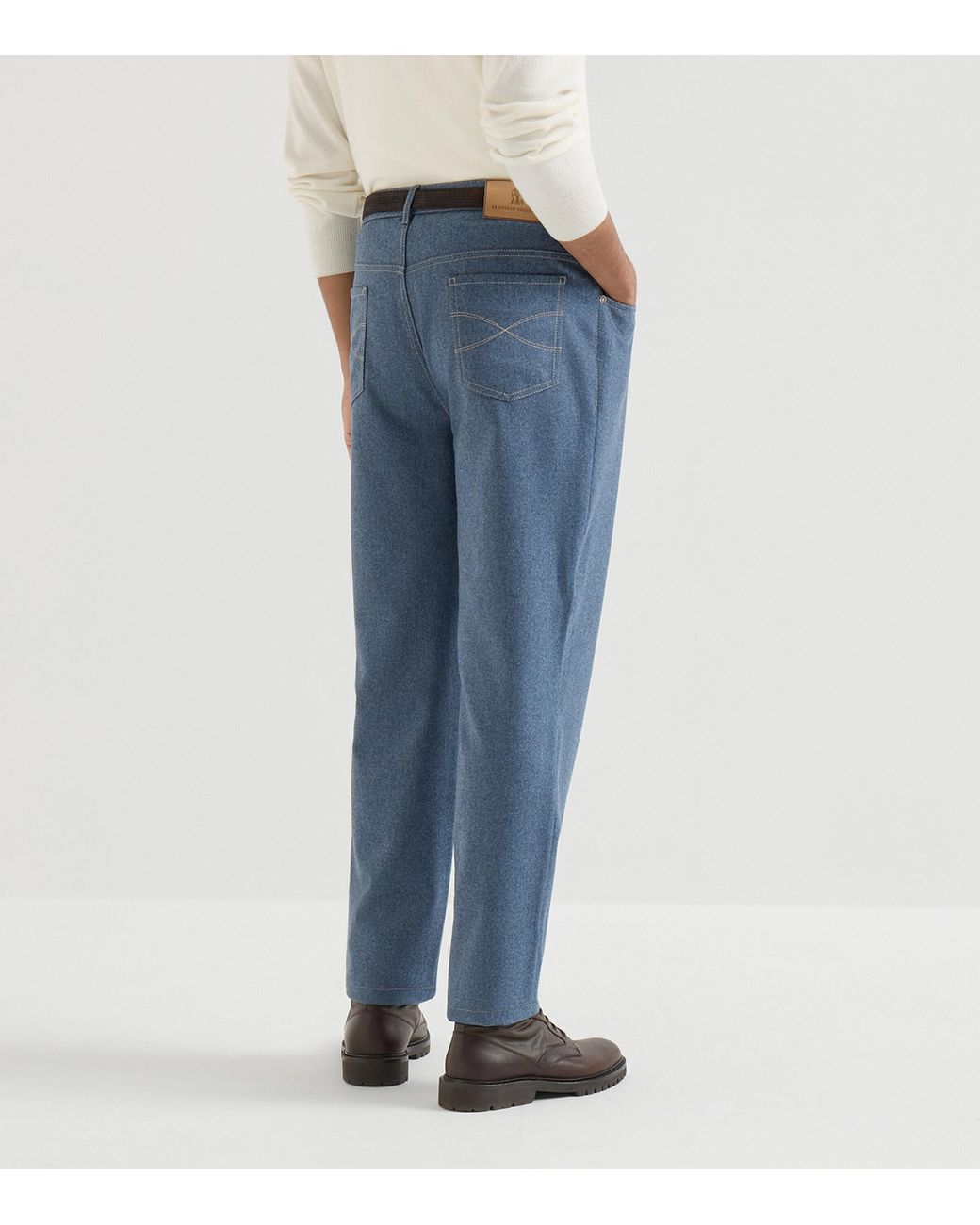 Brunello Cucinelli Blue Virgin Wool Slim Trousers for men