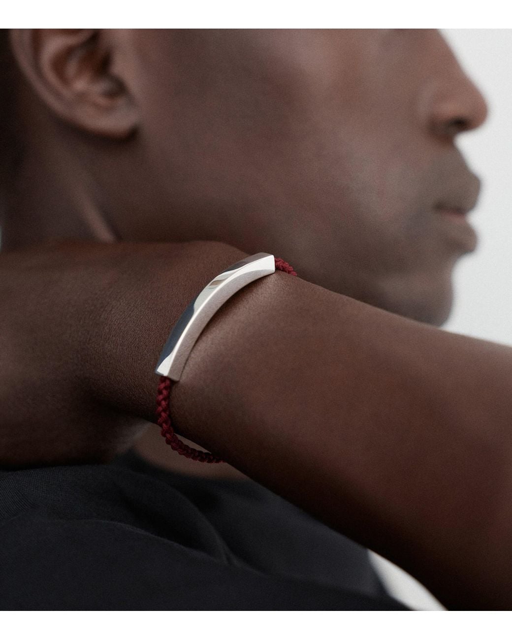 Monica Vinader Red Sterling Linear Bold Cord Bracelet for men