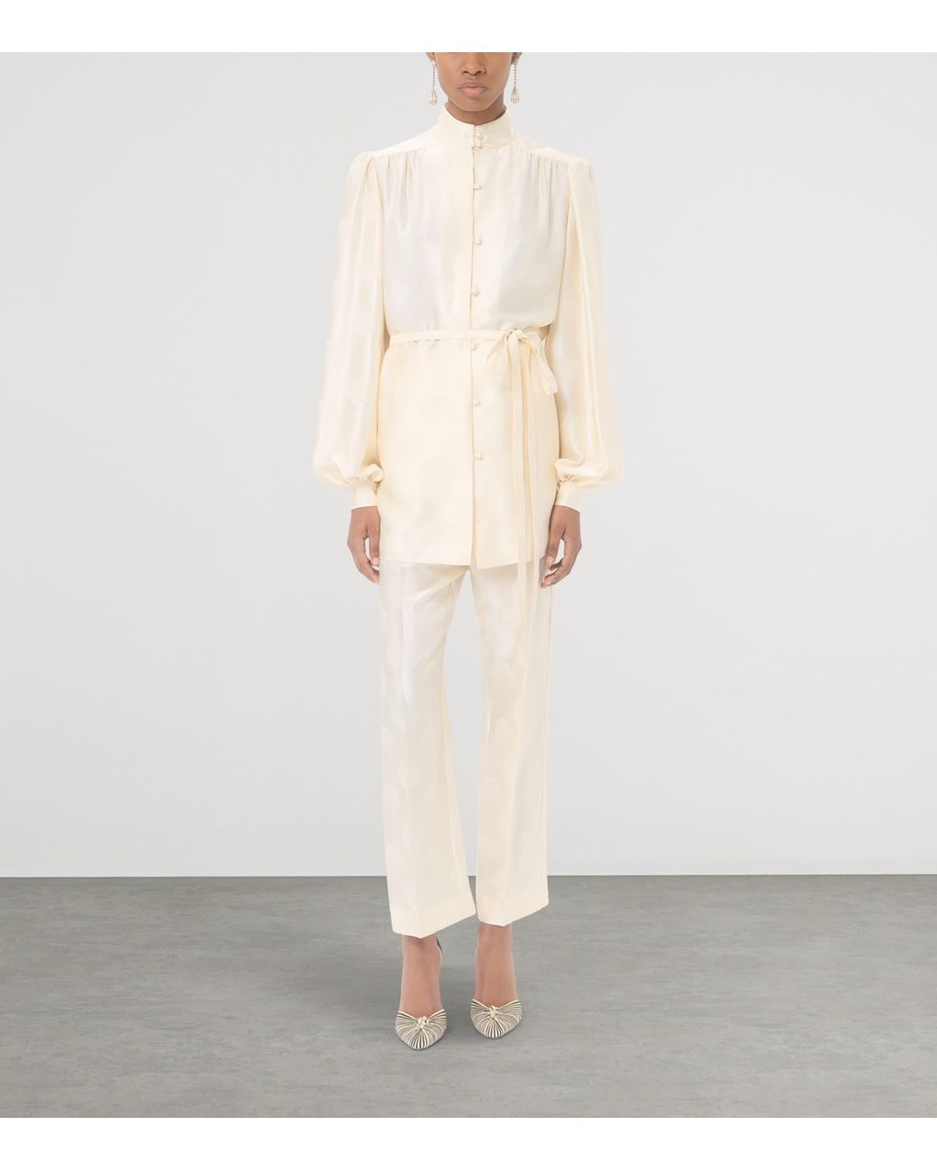 Valentino White Silk Tie Shirt