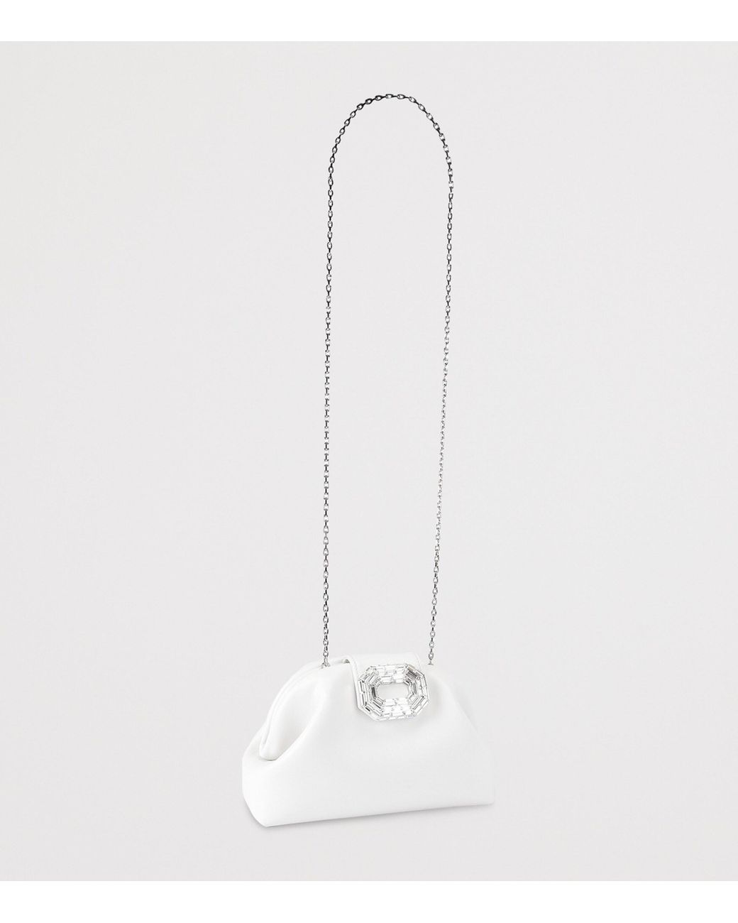 AMINA MUADDI White Leather Camelia Clutch Bag