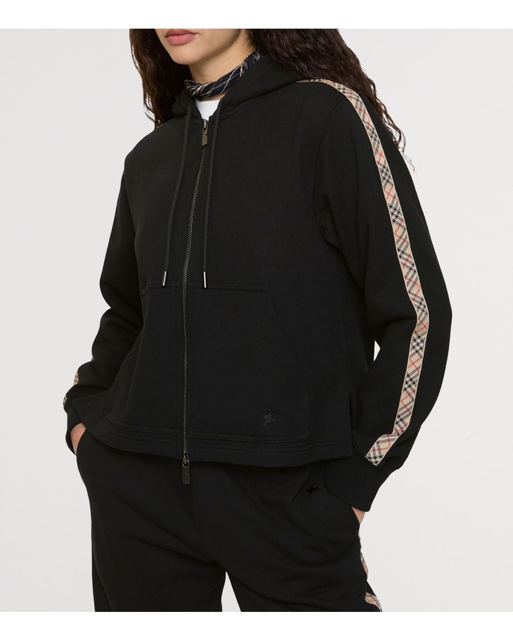 Burberry Black Cotton Zip-Up Hoodie