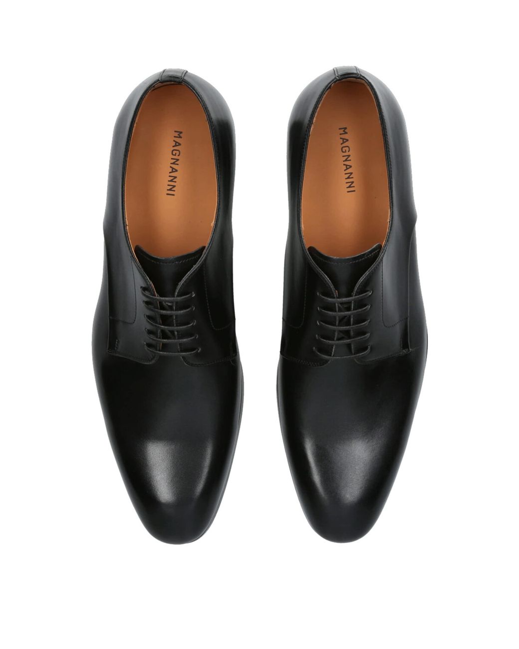 Magnanni Shoes Black Leather Derby Shoes for men