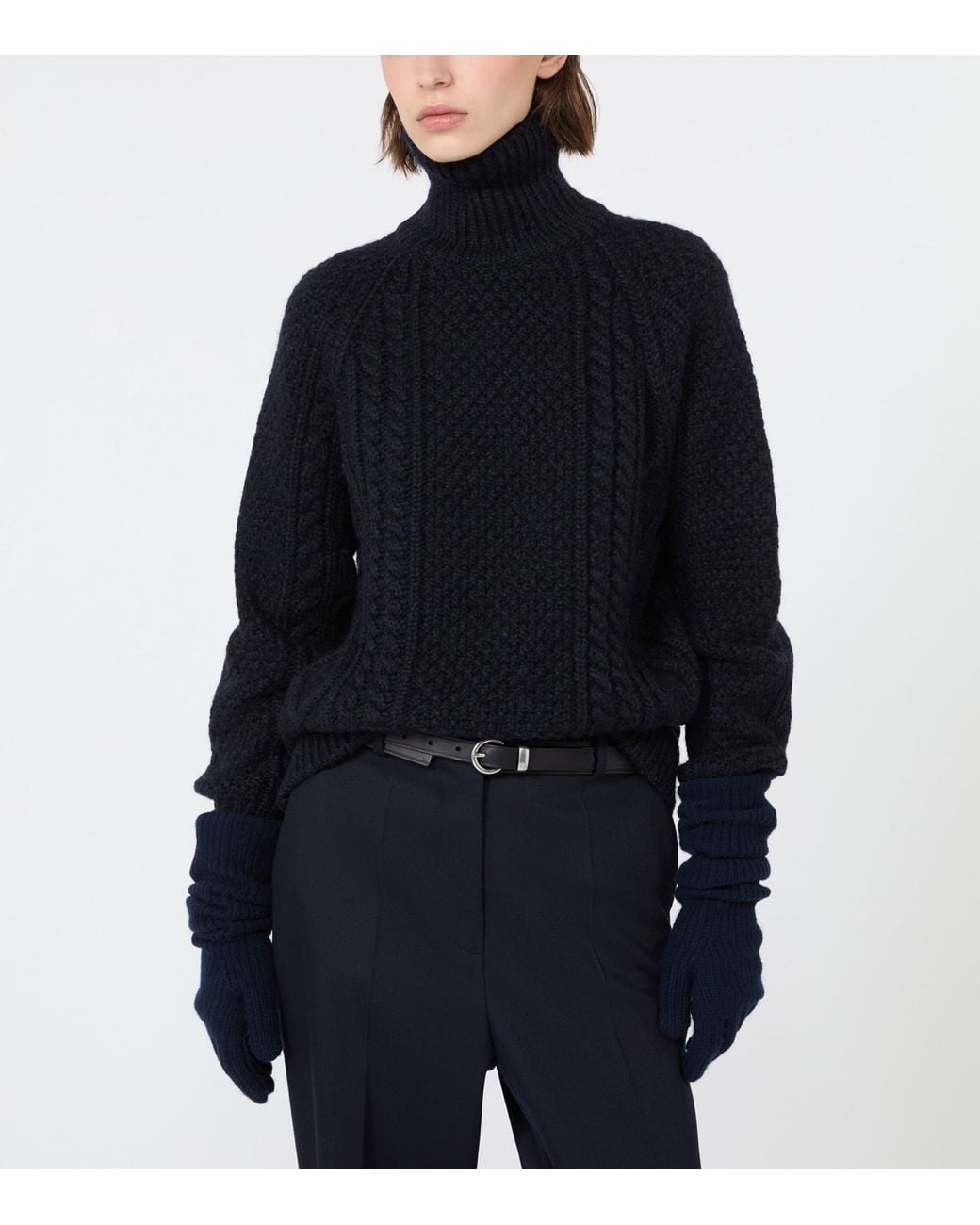 Weekend by Maxmara Blue Wool-Blend Rollneck Sweater
