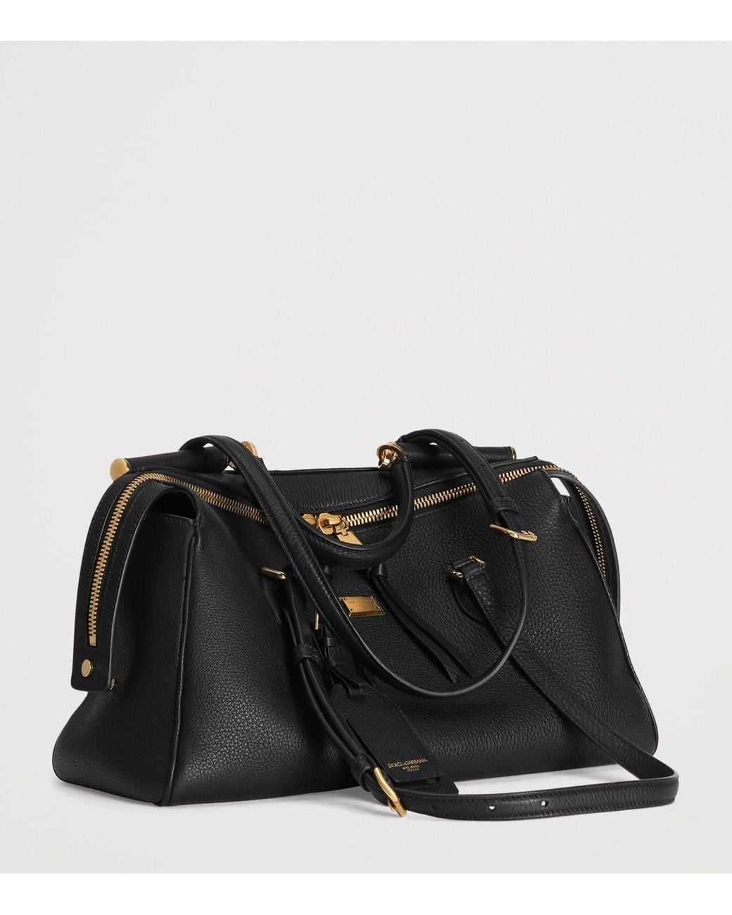 Dolce & Gabbana Black Calfskin Vittoria Top-Handle Bag