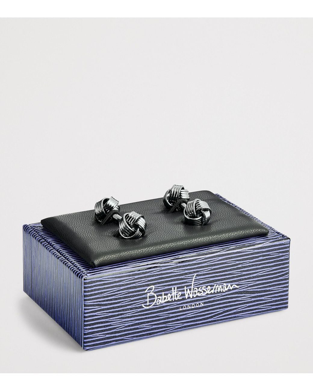 Babette Wasserman Black Rhodium-Plated Knot Cufflinks for men