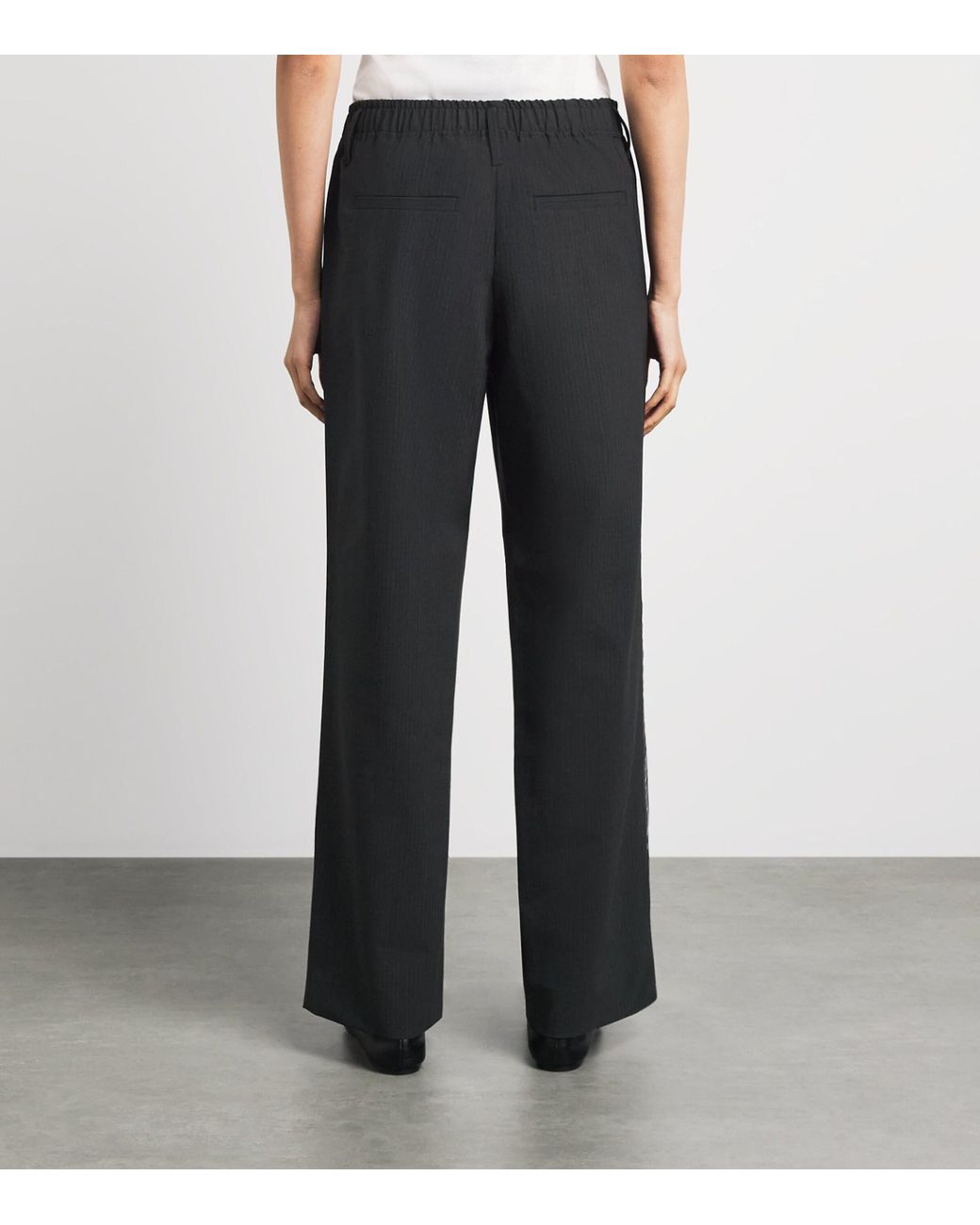 Herskind Black Pinstripe Davi Wide-Leg Trousers