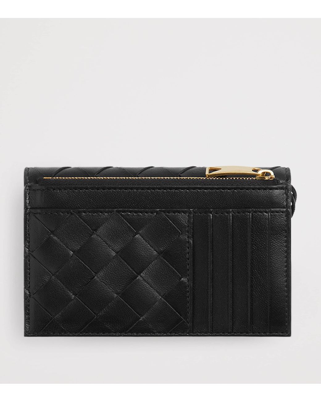 Bottega Veneta Black Leather Intrecciato Andiamo Card Holder