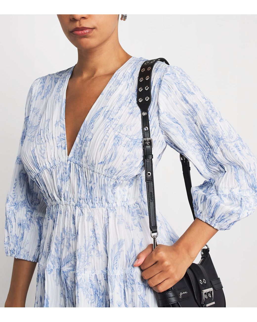 Maje Blue Pleated Mini Dress