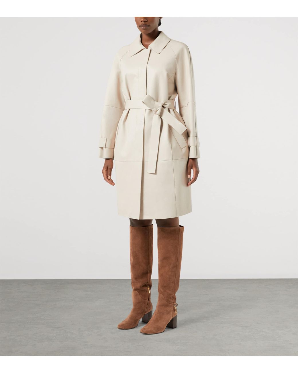 Marina Rinaldi White Leather Trench Coat