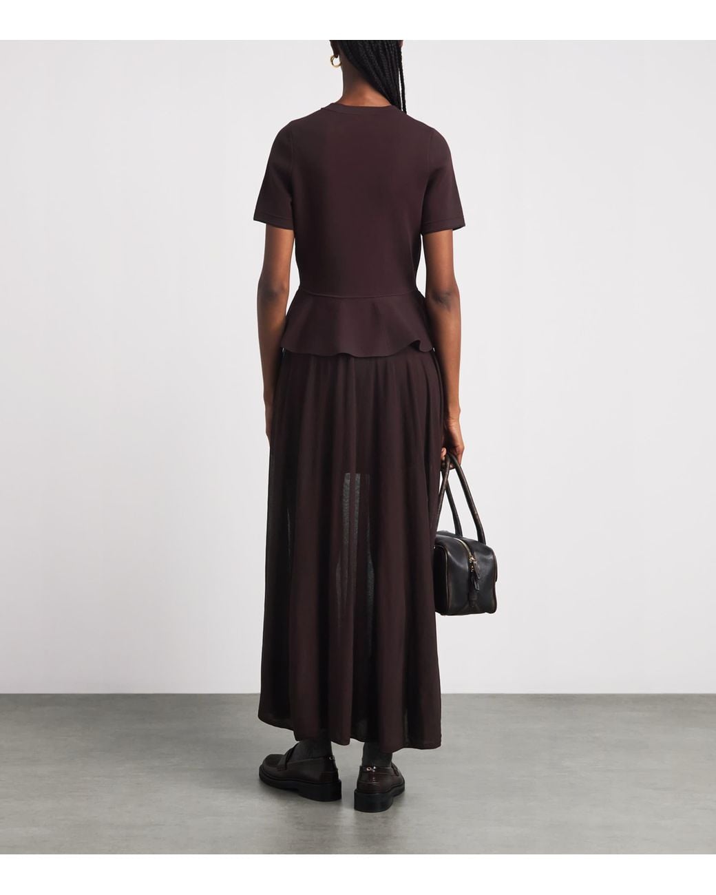 Sandro Purple Knitted Peplum Maxi Dress