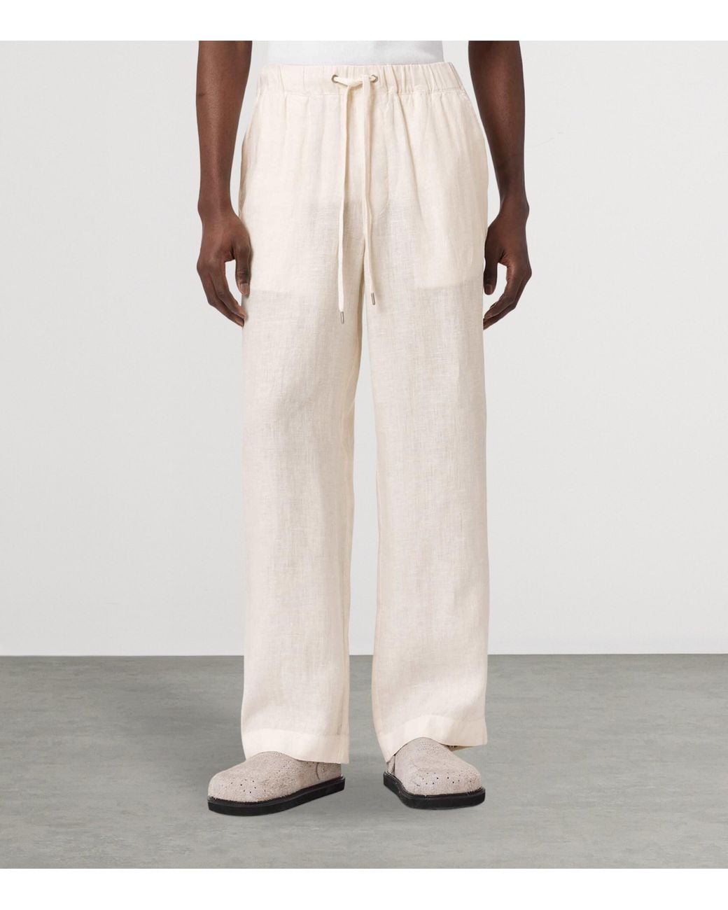 AllSaints White Linen Sharp Trousers for men