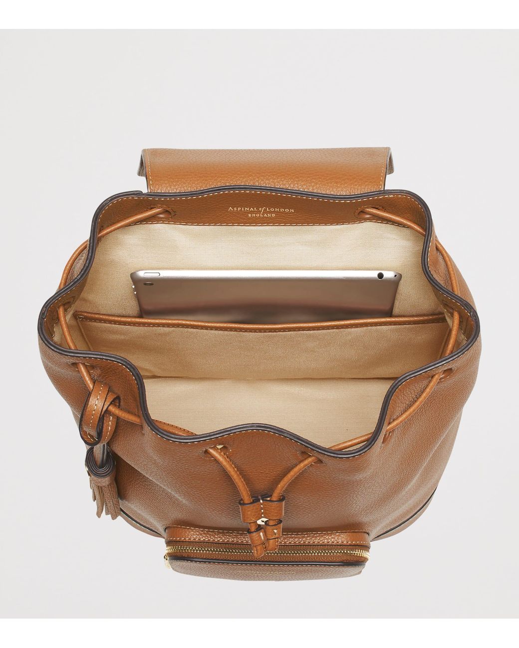 Aspinal Brown Small Leather Hudson Backpack