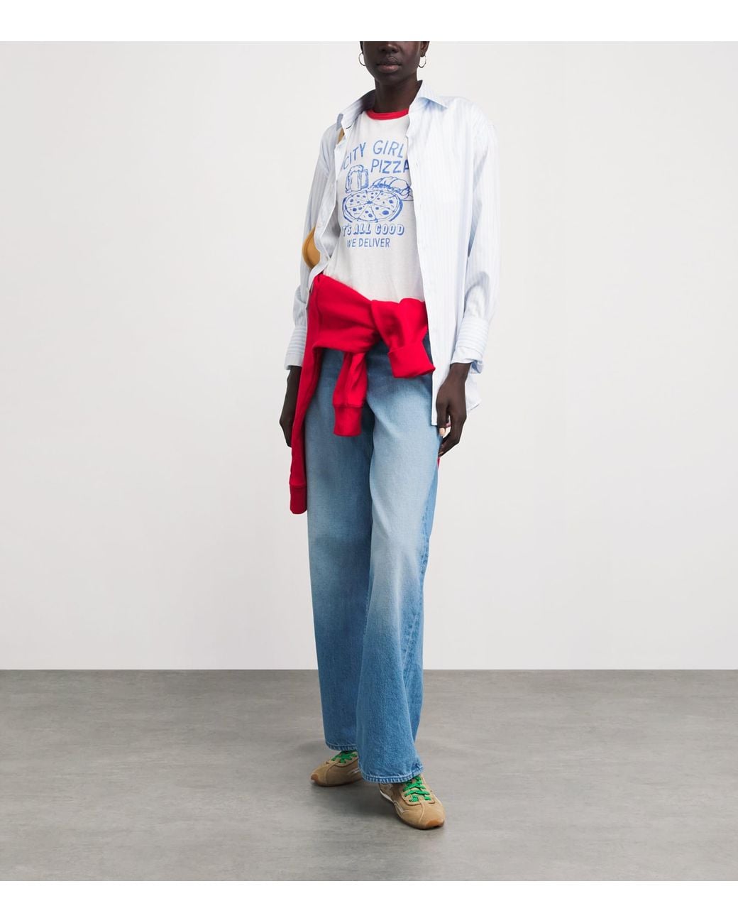 Mother Blue The Rerun Zip Sneak Wide-Leg Jeans