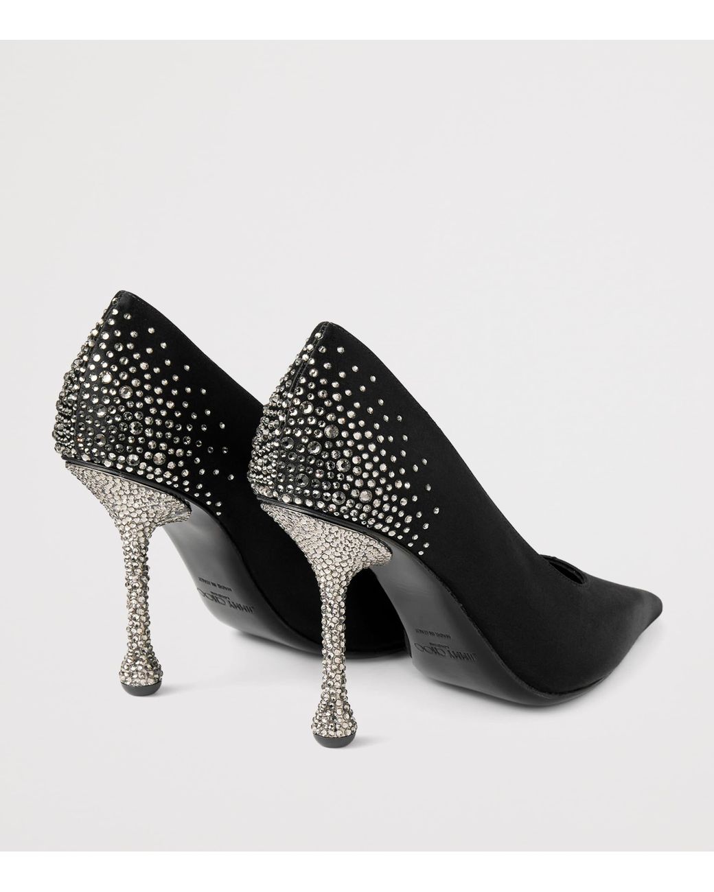 Jimmy Choo Black Ixia 95 Embellished Satin Pumps