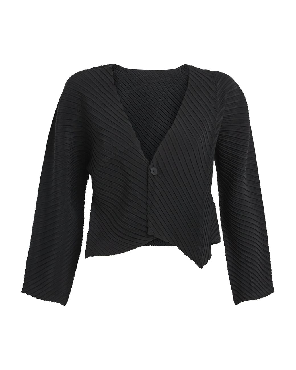 Issey Miyake Black Plaster Pleats Cardigan