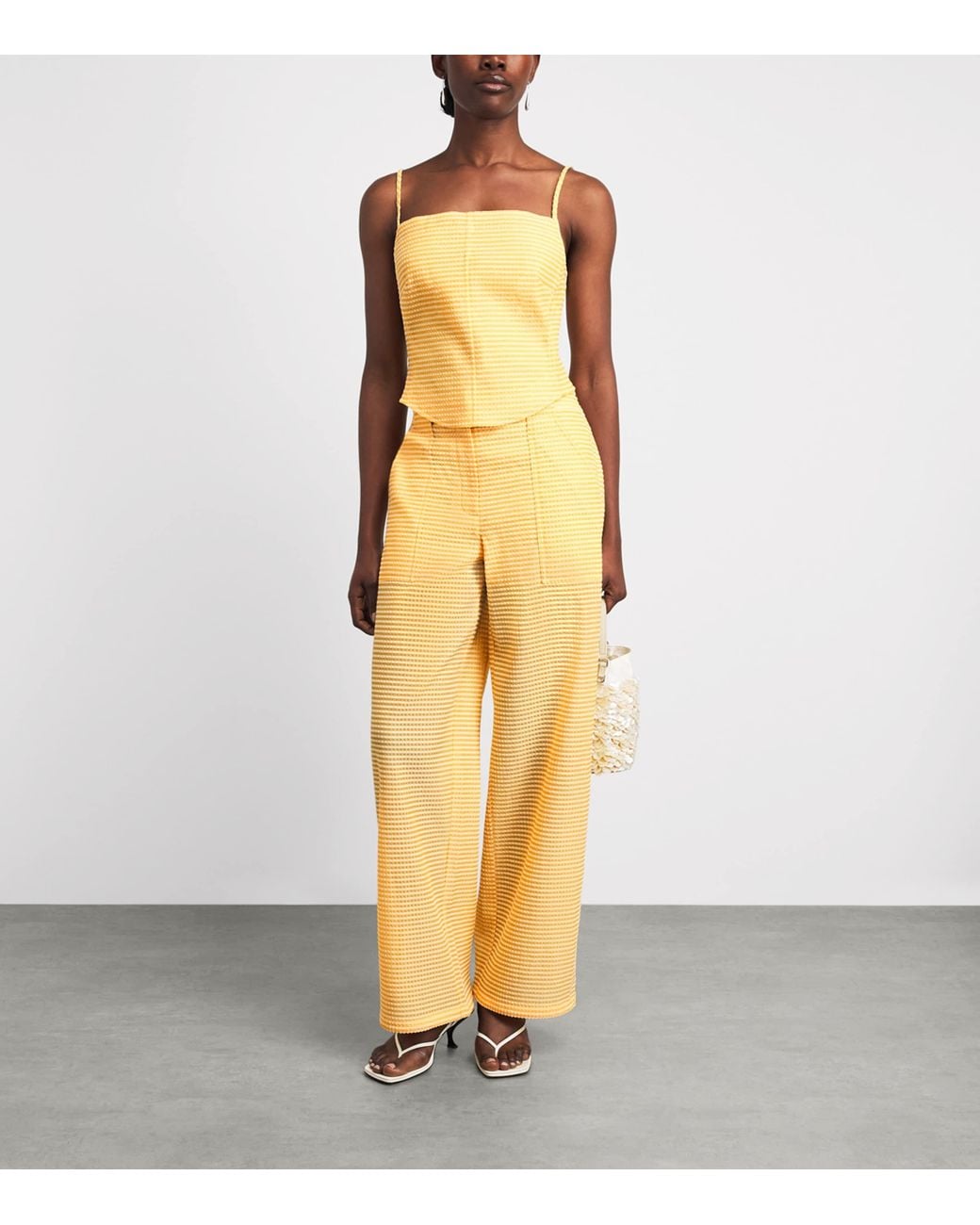 Jonathan Simkhai Yellow Wide-Leg Shepard Trousers