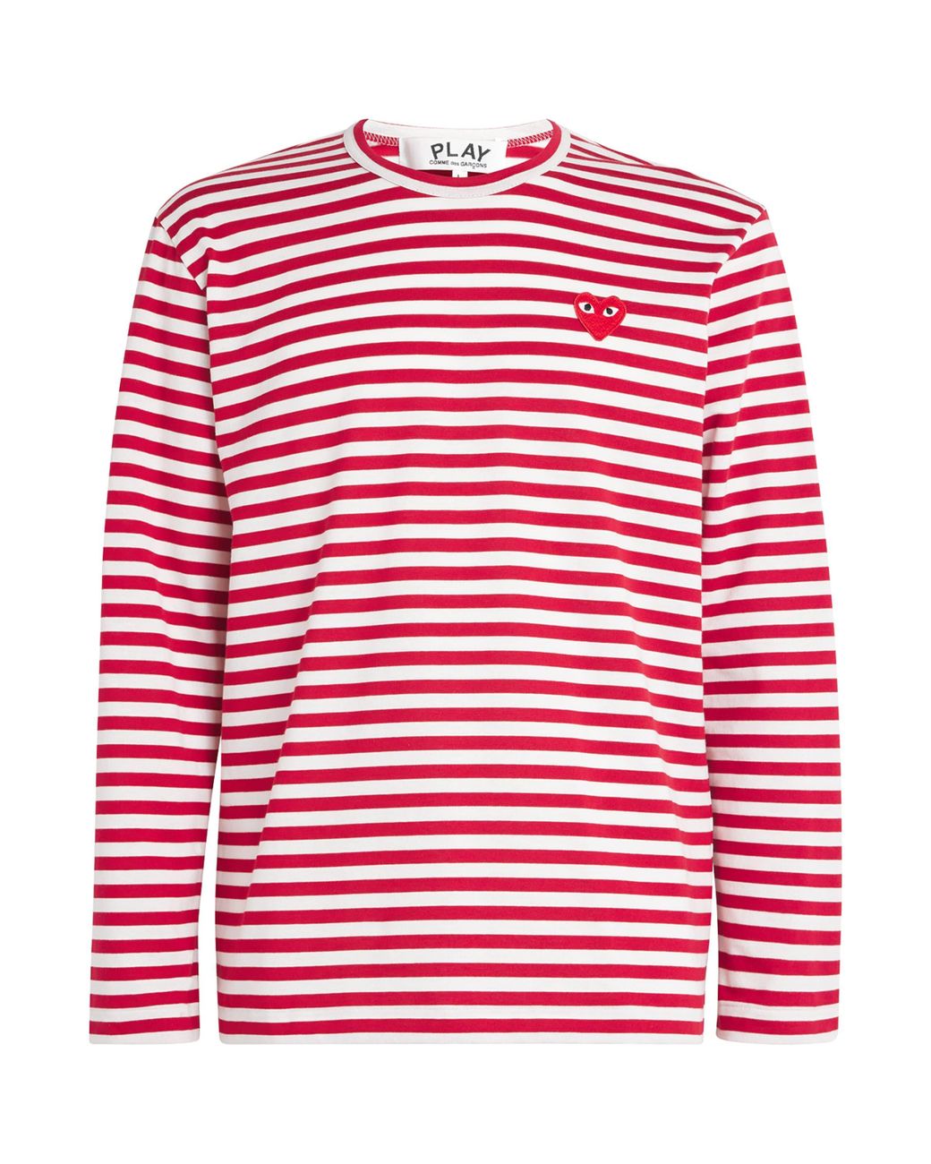 COMME DES GARÇONS PLAY Red Striped Heart Logo T-Shirt for men
