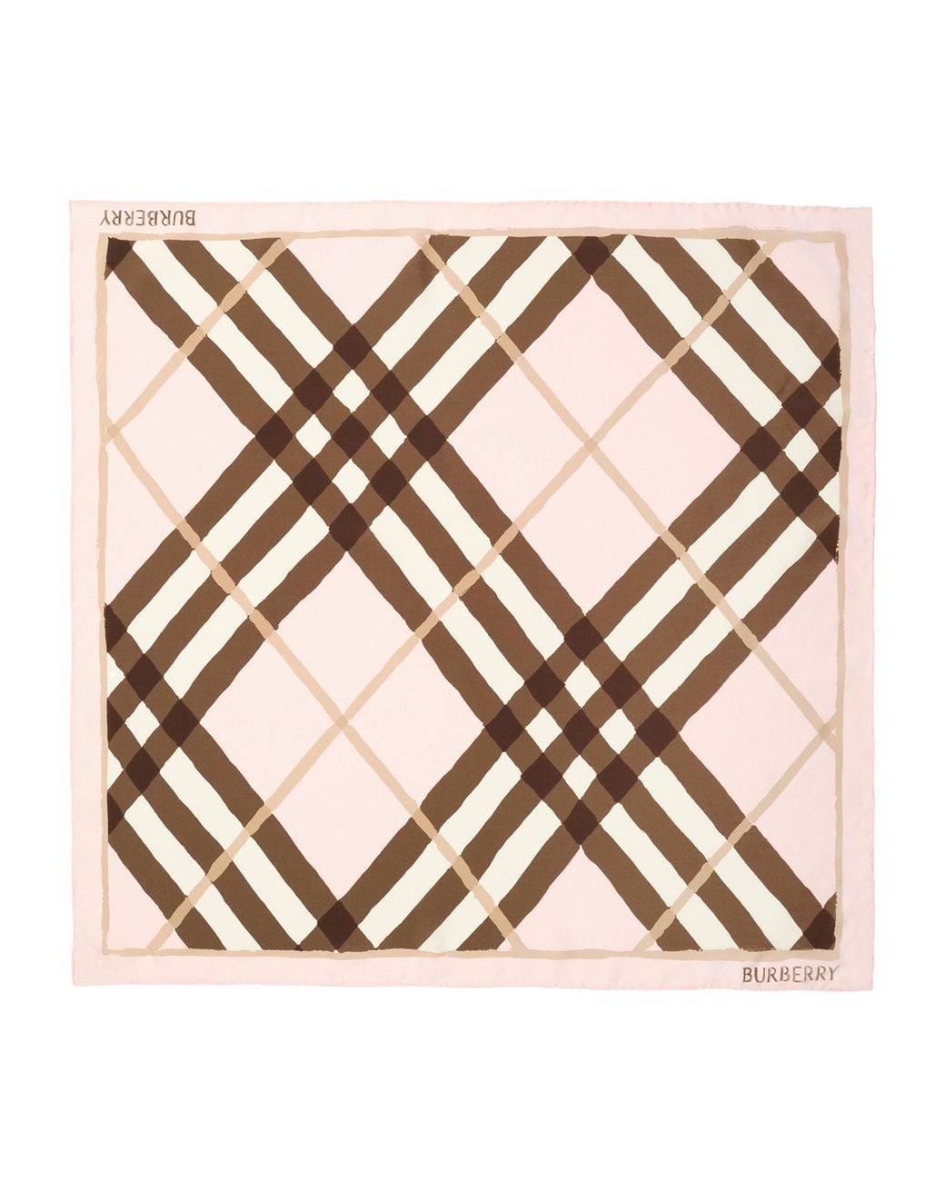 Burberry Pink Silk Watercolour Check Scarf