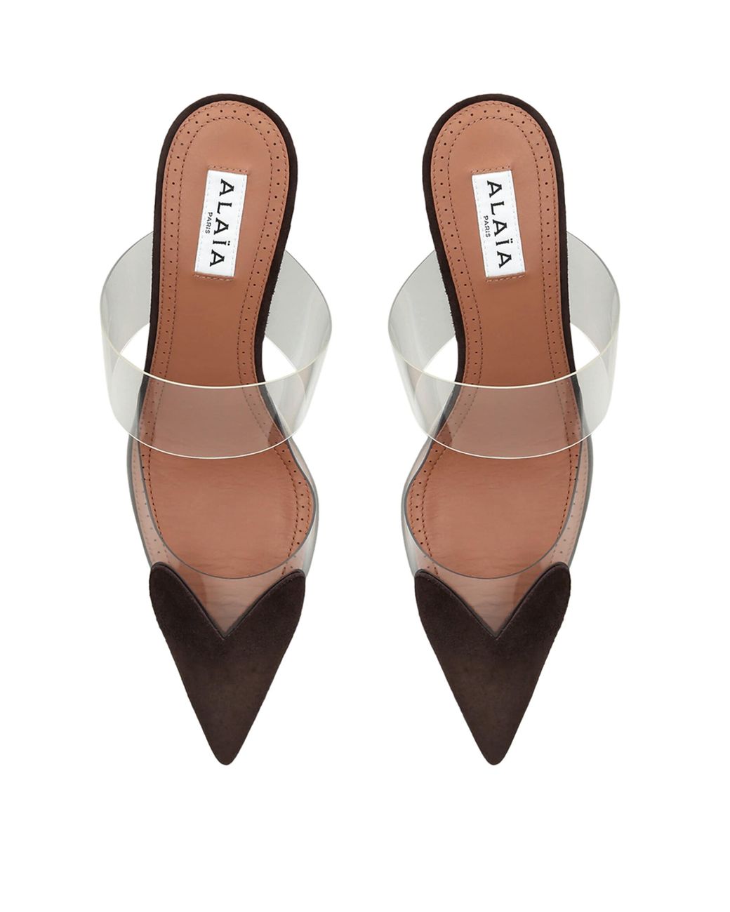 Alaïa Brown Suede Le Coeur Wedge Mules 60