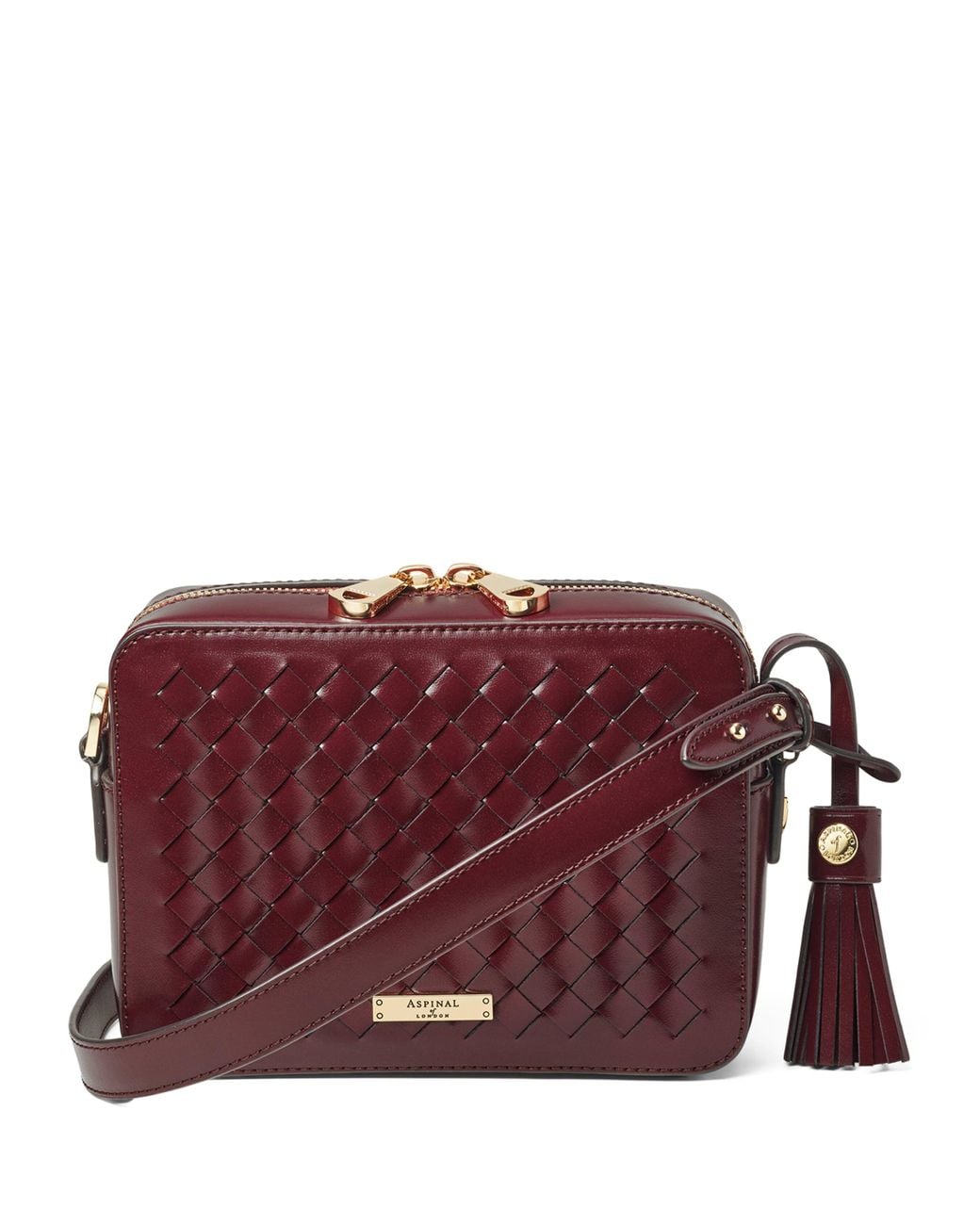 Aspinal Purple Leather Slot Weave Camera Bag