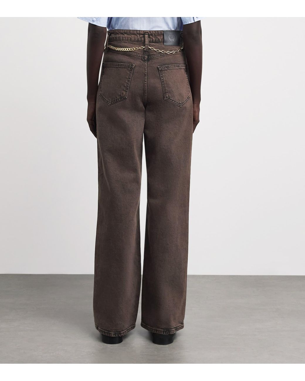 Maje Brown Belted Bootcut Jeans