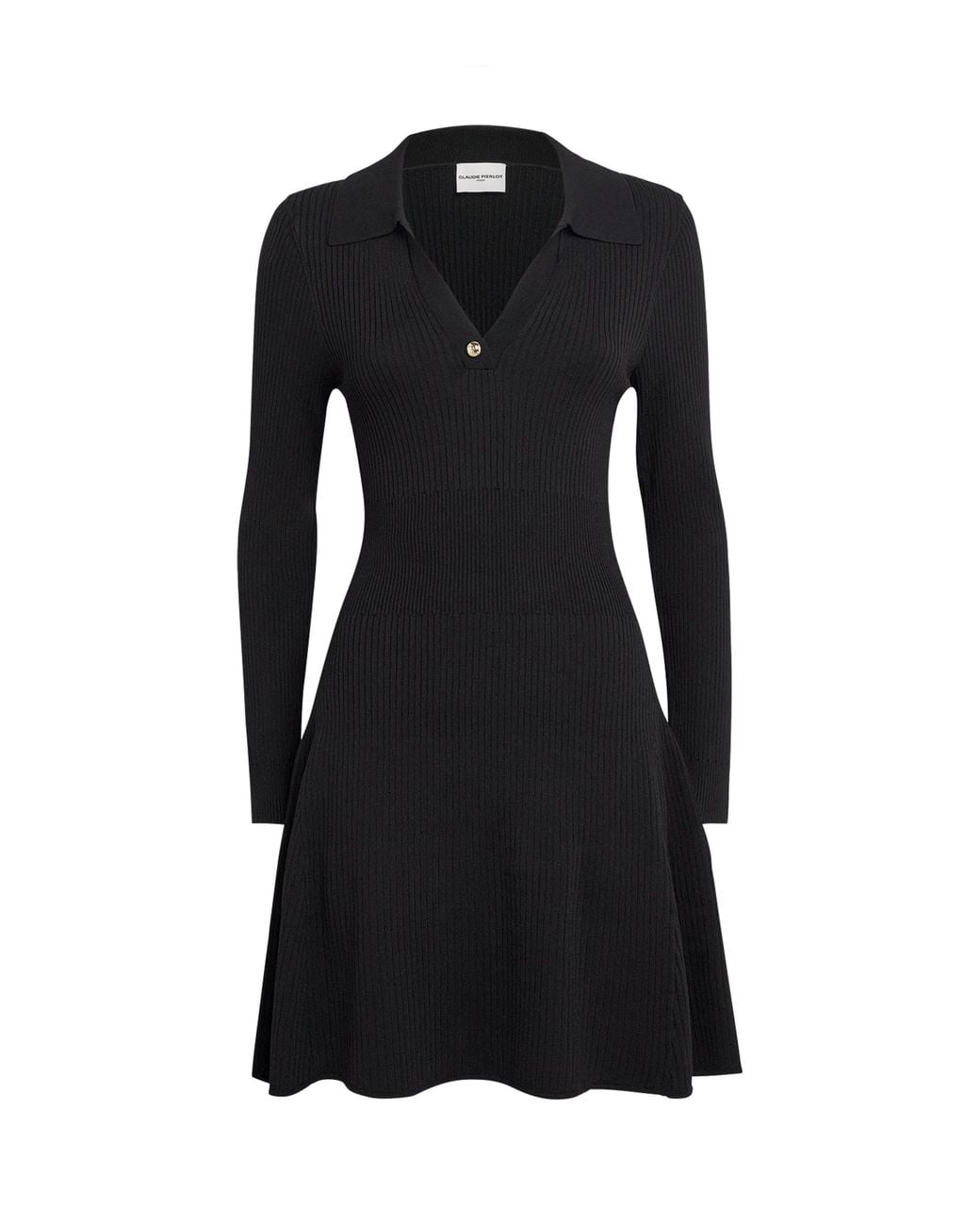 Claudie Pierlot Black Knitted Polo Mini Dress