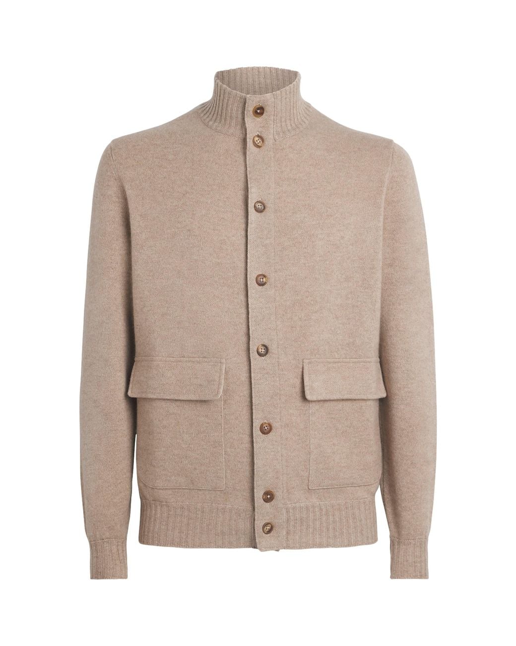 FIORONI CASHMERE Natural Cashmere Knitted Bomber Jacket for men