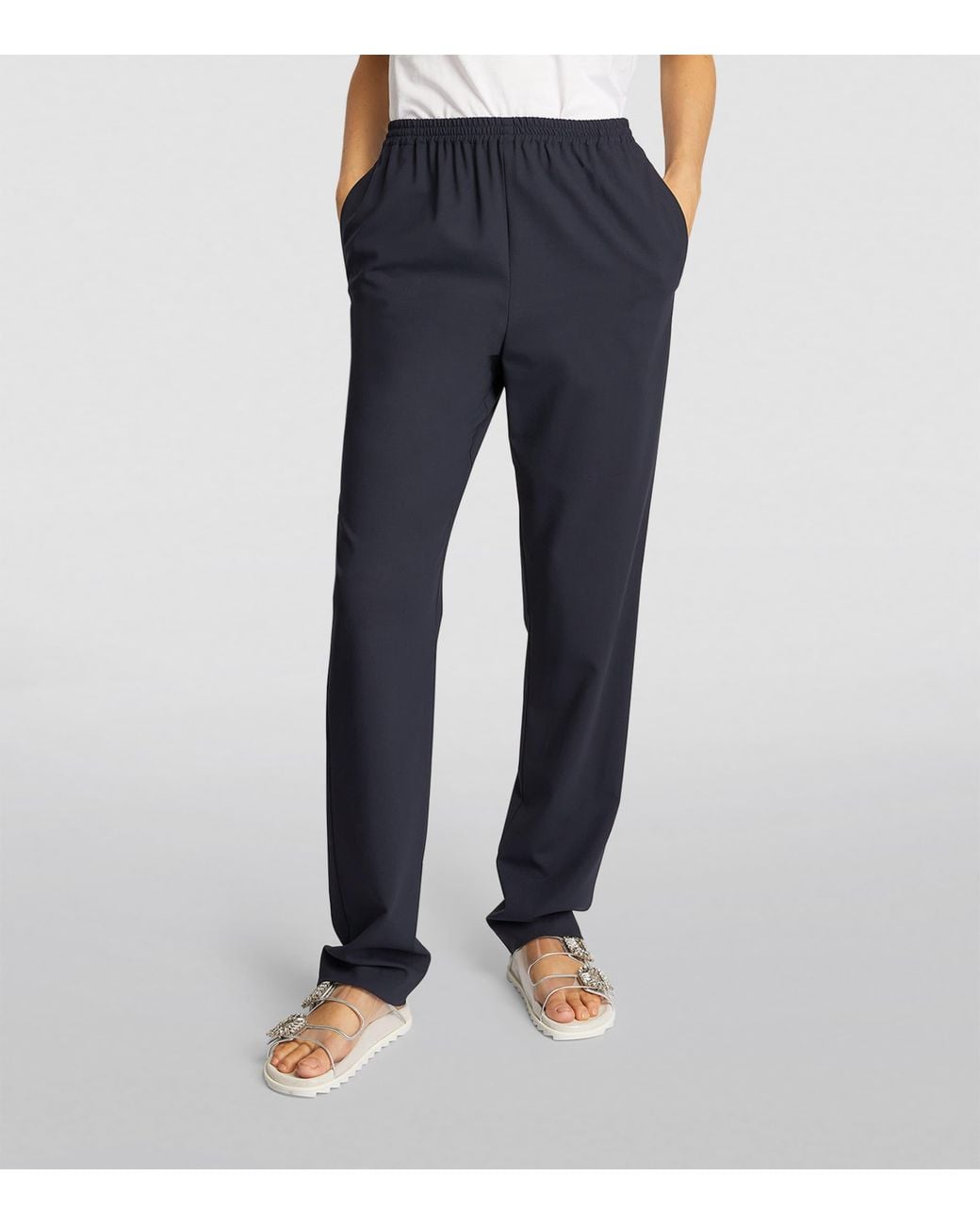 Eskandar Blue Wool Tapered Trousers