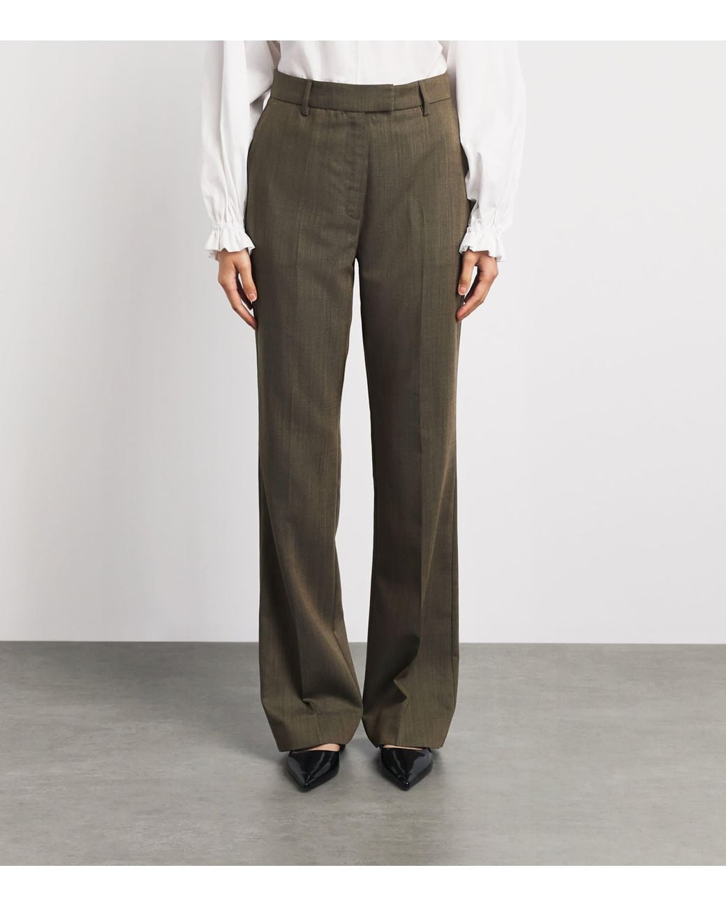 Ganni Gray Wool Straight Trousers for men