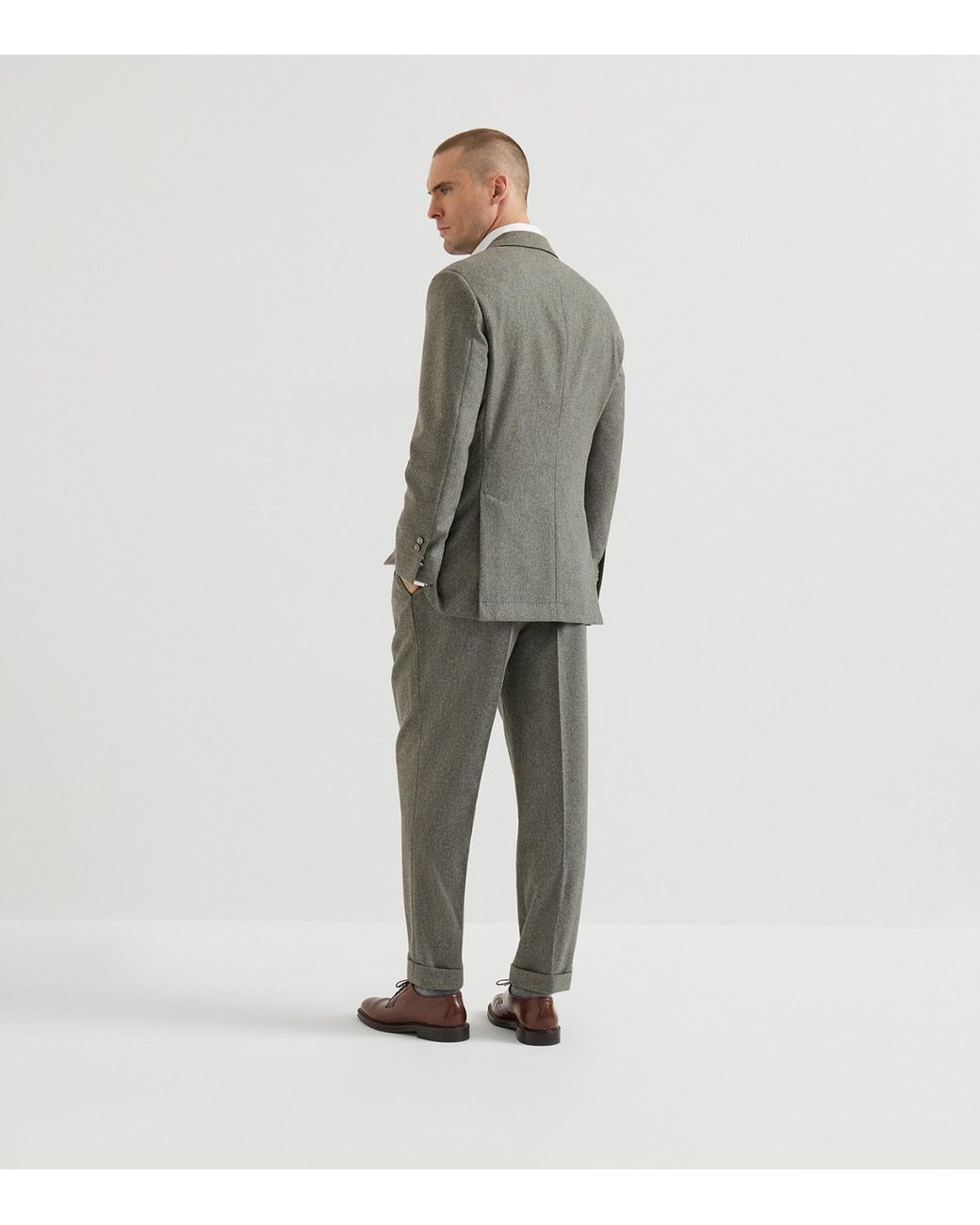 Brunello Cucinelli Gray Virgin Wool Flannel Two-Piece Suit for men