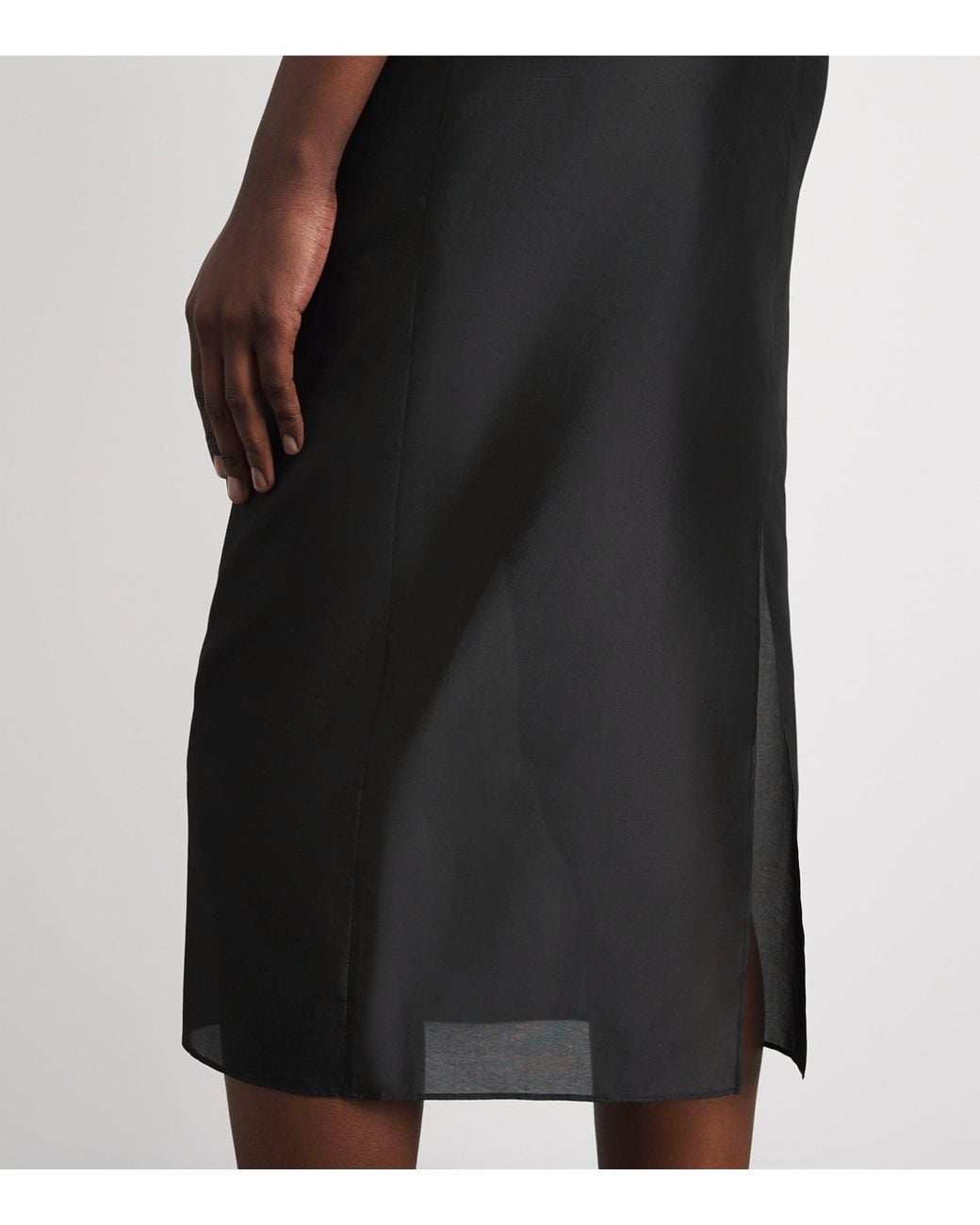 Almada Label Black Silk-Blend Kiana Midi Skirt
