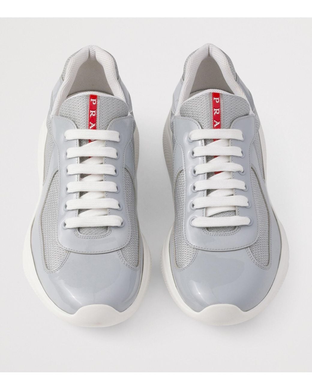 Prada White Patent Leather-Blend America's Cup Sneakers for men