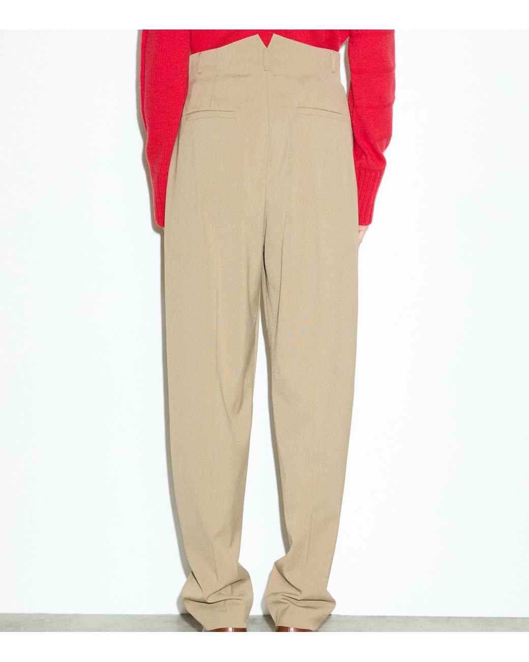 MAX&Co. Natural Barrel-Leg Pleated Trousers