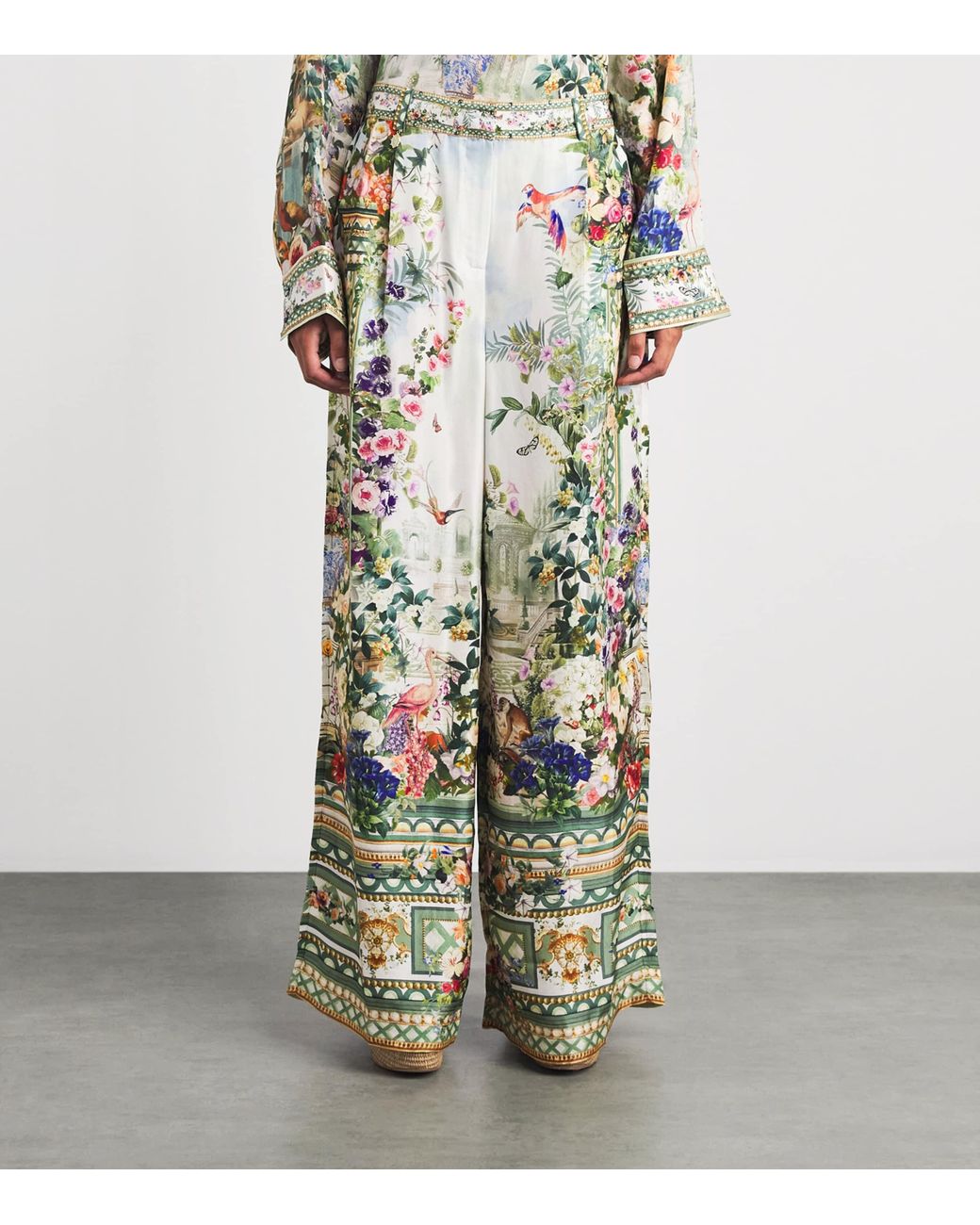 Camilla Green Silk Art For The Empress Wide Trousers