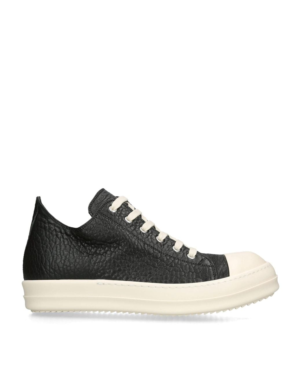 Rick Owens Black Leather Low-Top Sneakers for men