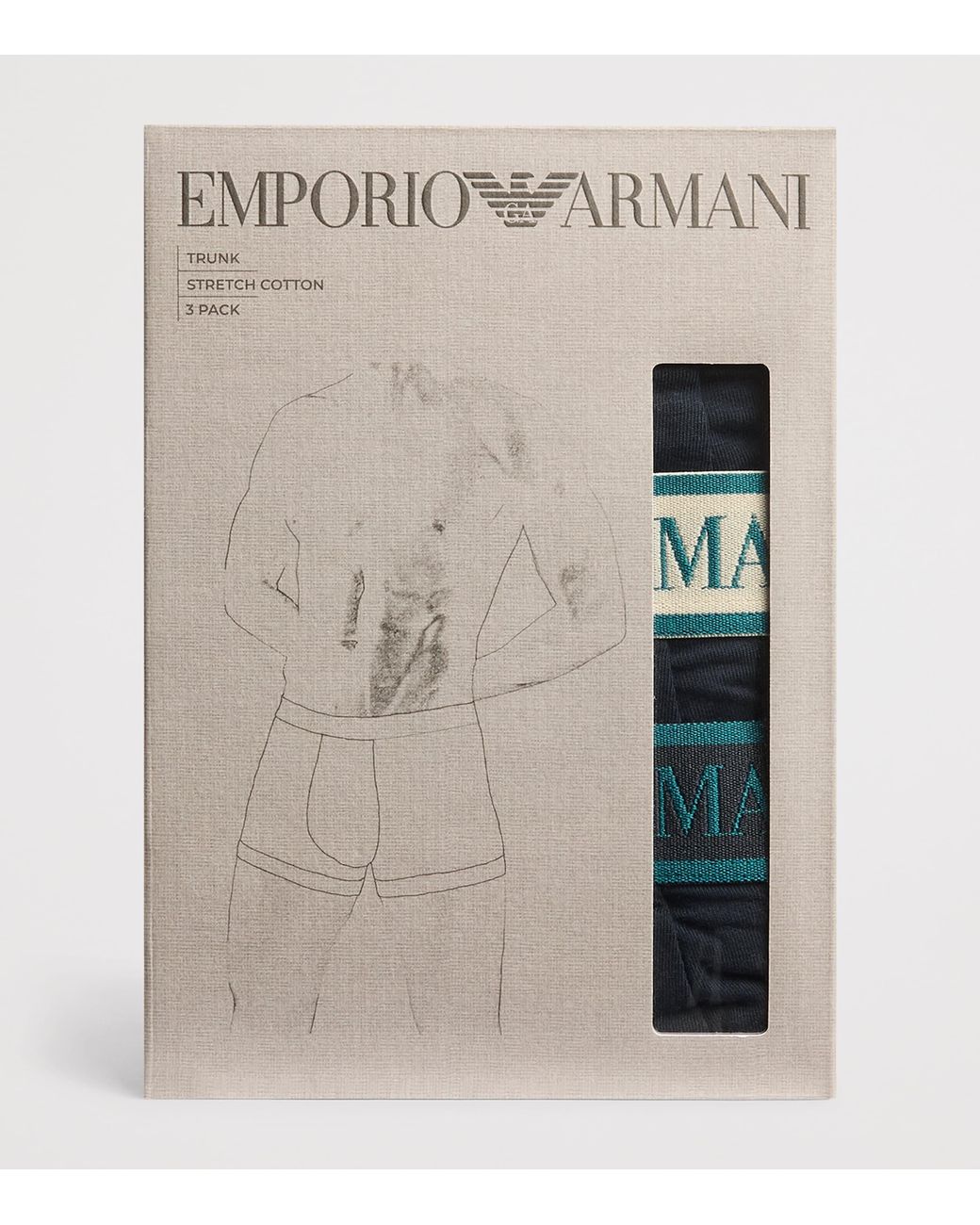 Emporio Armani Blue Stretch-Cotton Logo Trunks for men
