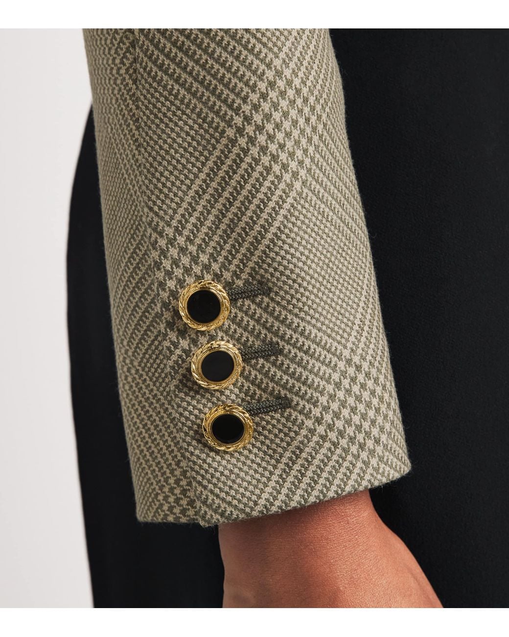 Alessandra Rich Green Prince Of Wales Wool Jacket