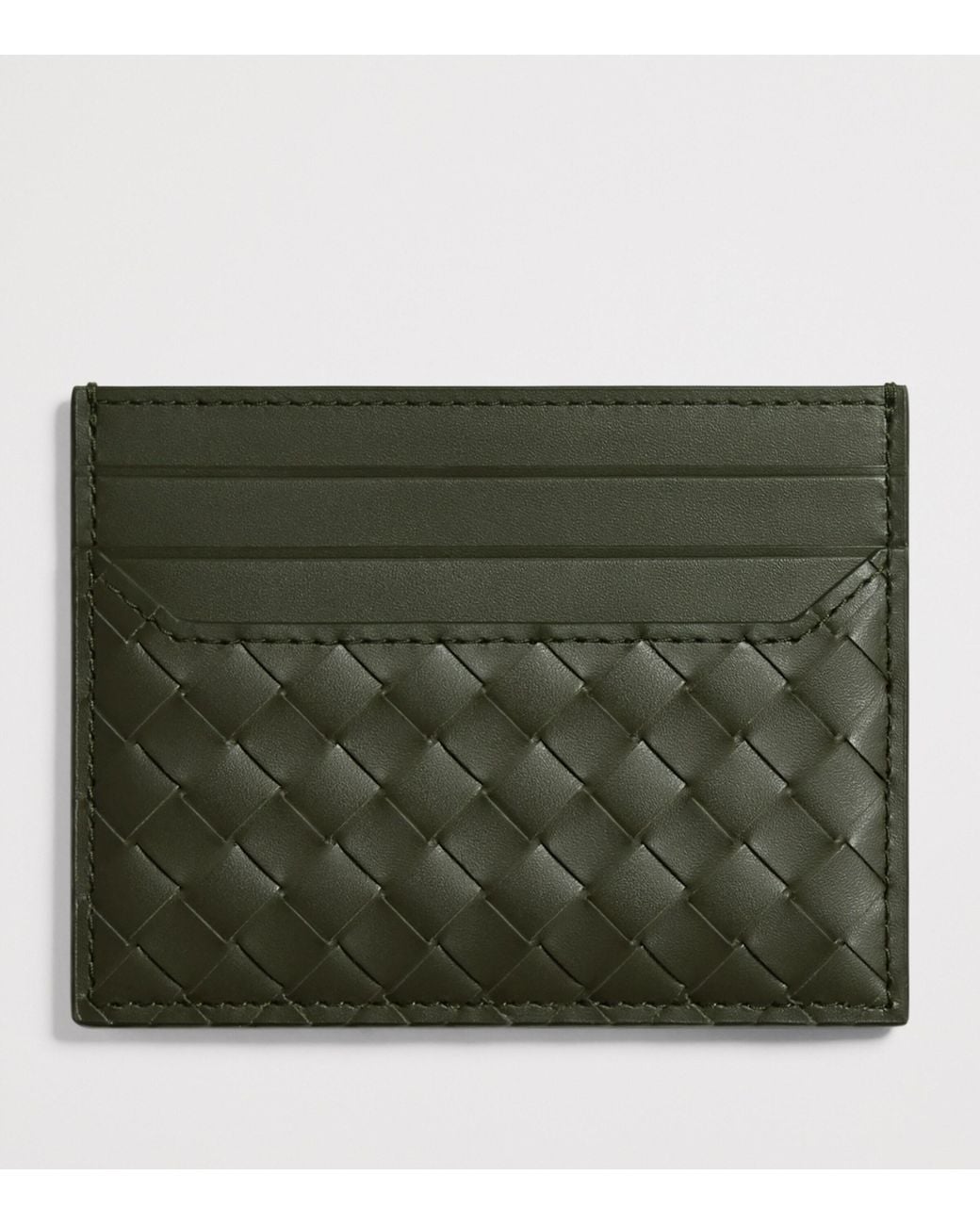 Bottega Veneta Green Leather Intrecciato Piccolo Card Holder for men