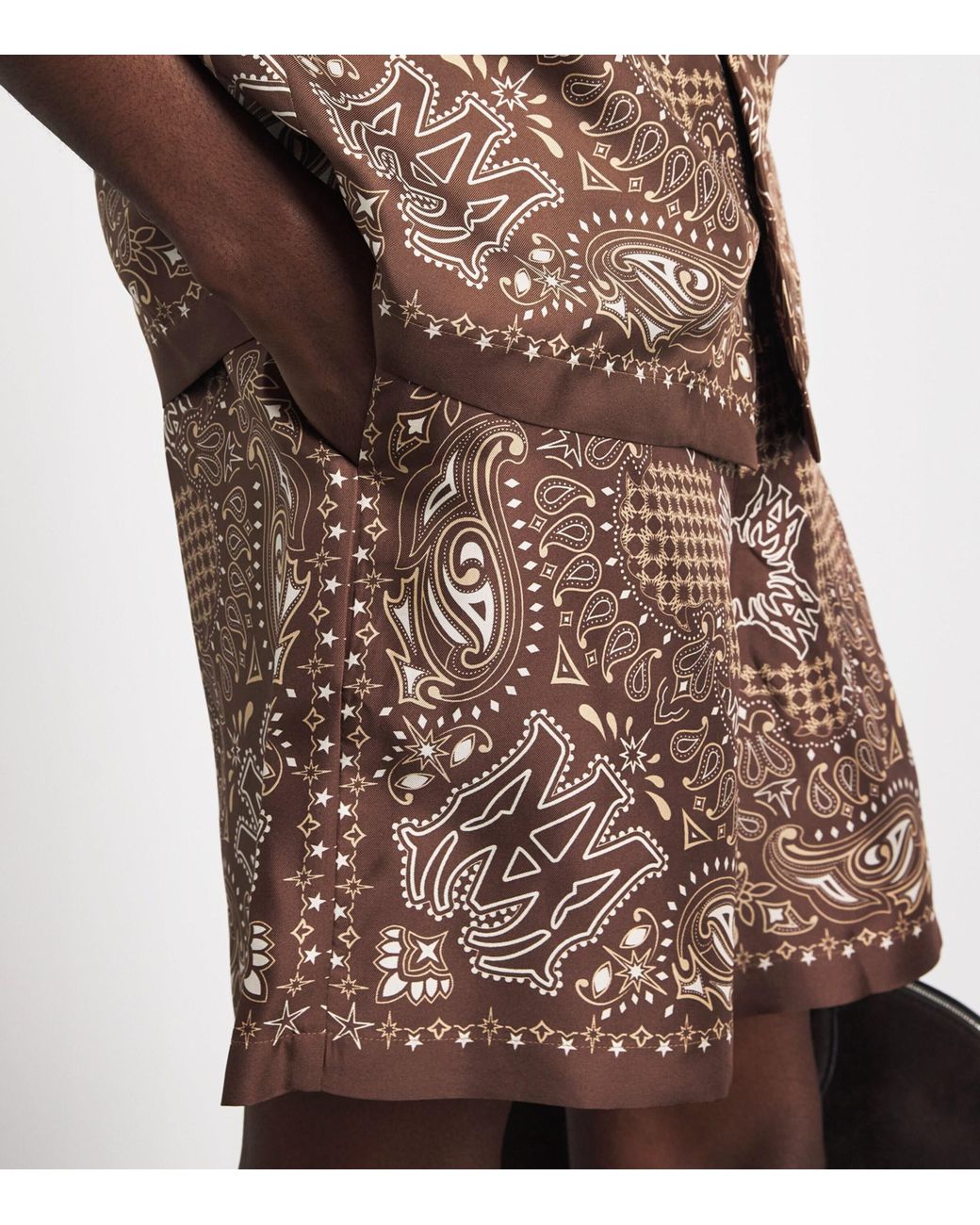 Amiri Brown Silk Ma Check Shorts for men