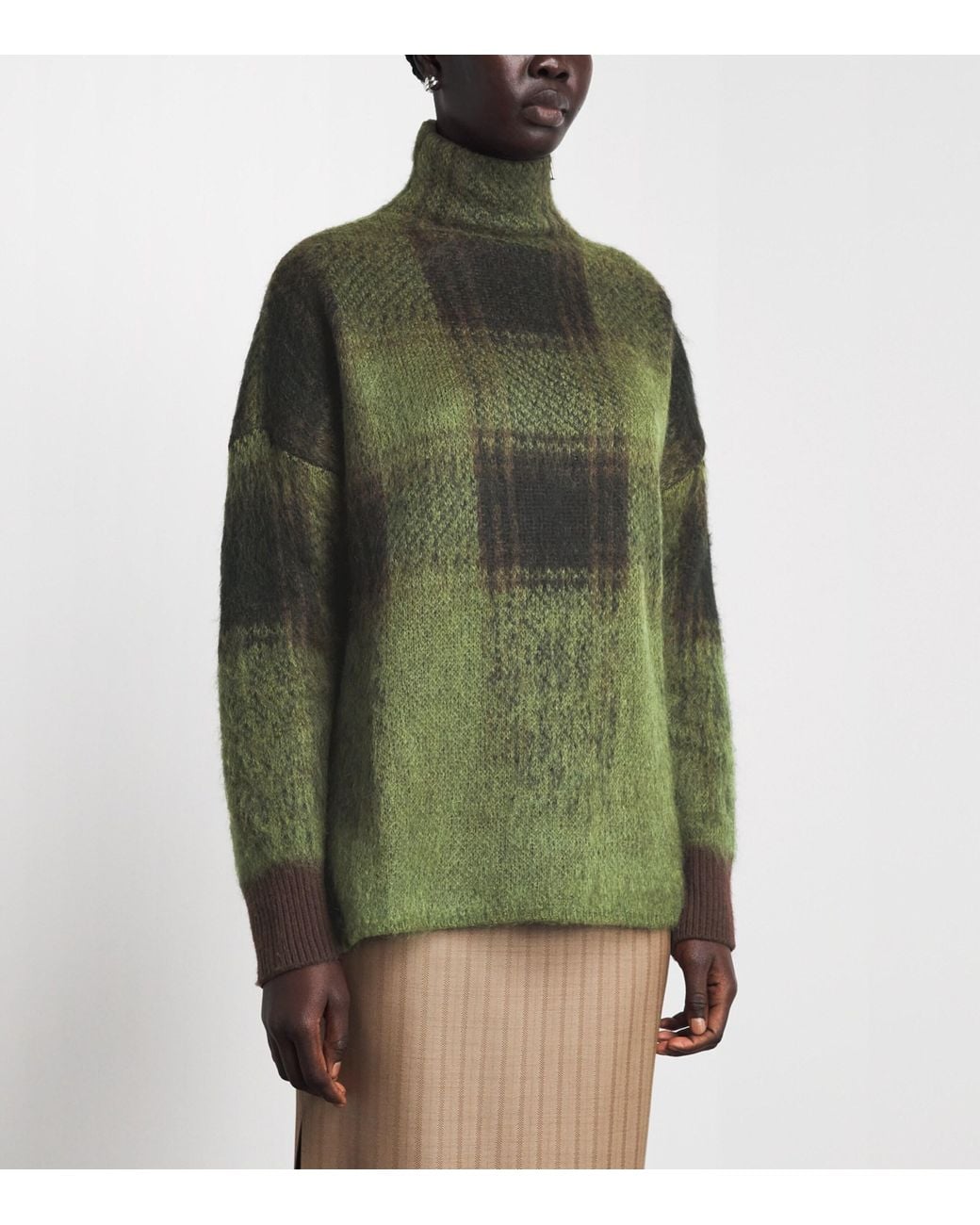 MAX&Co. Green Knitted Jacquard Zip-Detail Sweater