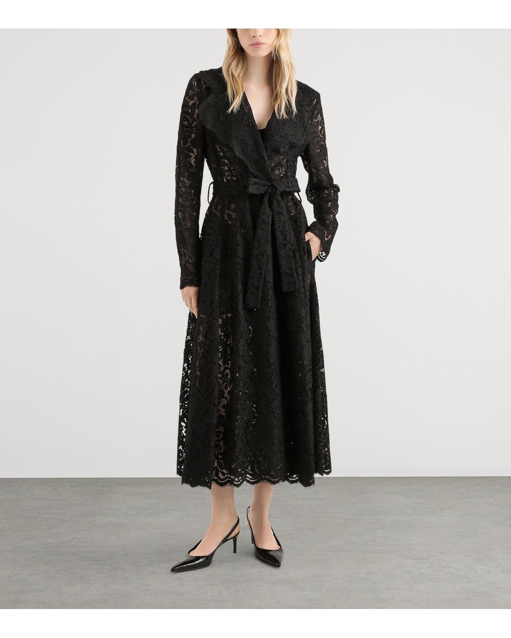 Dolce & Gabbana Black Lace Wrap Coat