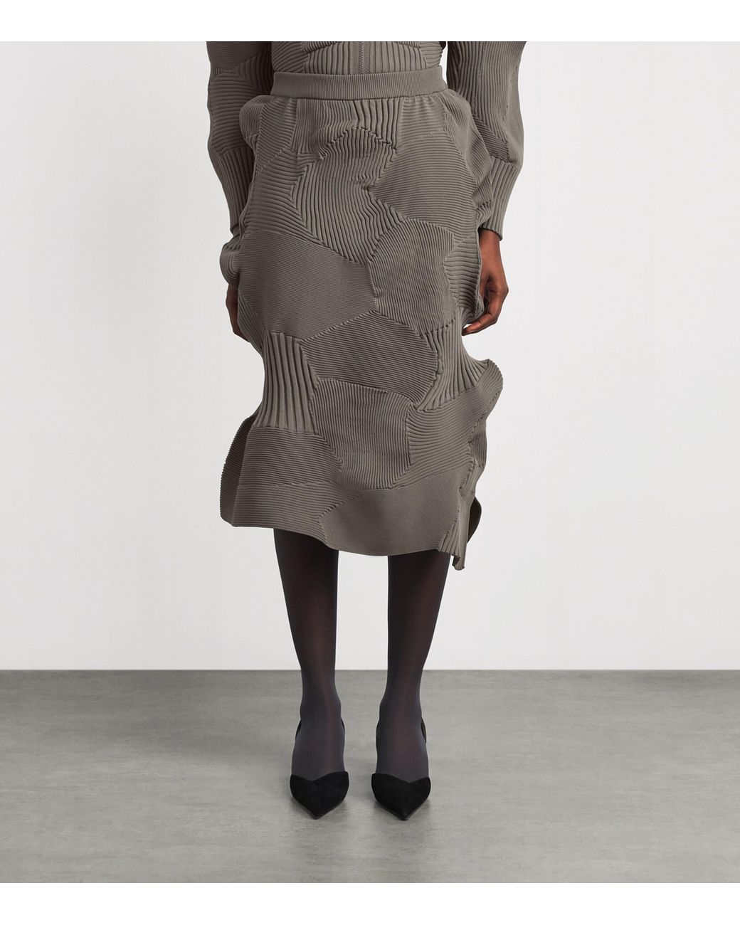 Issey Miyake Gray Kone Kone Midi Skirt