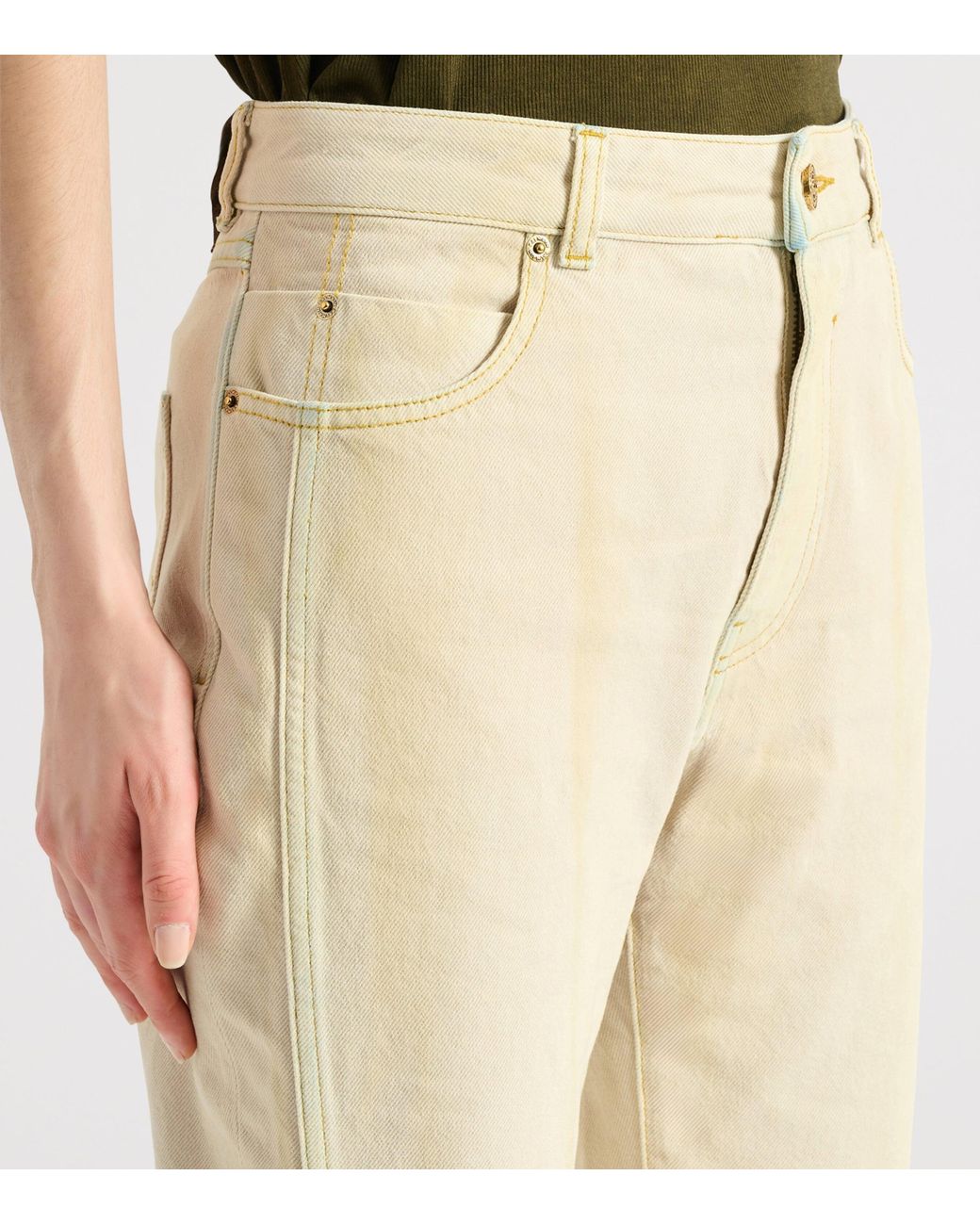Balmain Natural High-Waisted Faded Denim Jeans