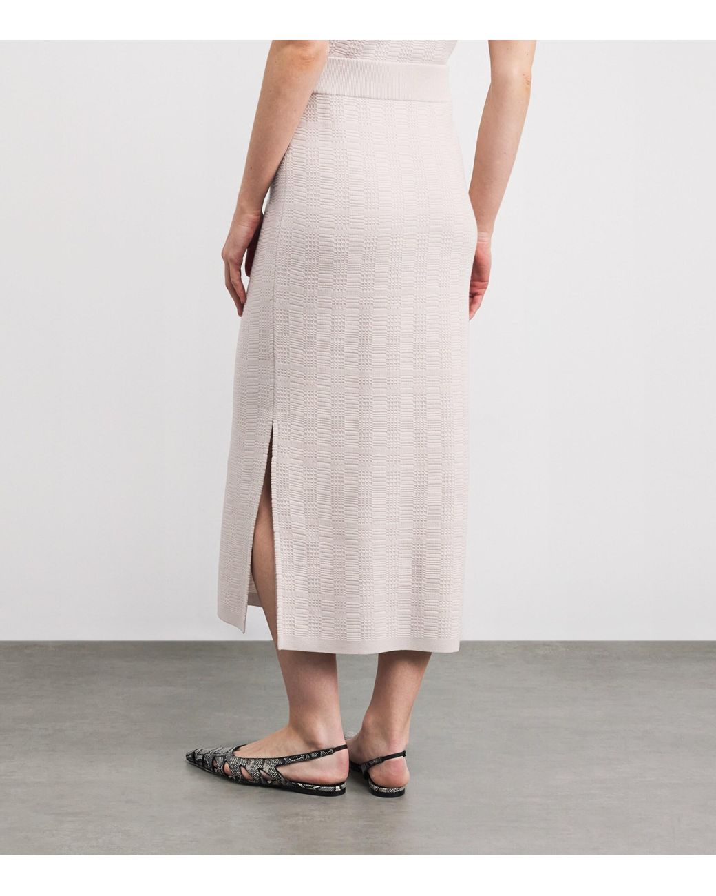 Agnona White Wool-Blend Midi Skirt