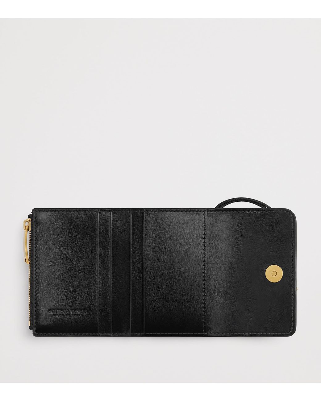 Bottega Veneta Black Leather Intrecciato Andiamo Trifold Wallet
