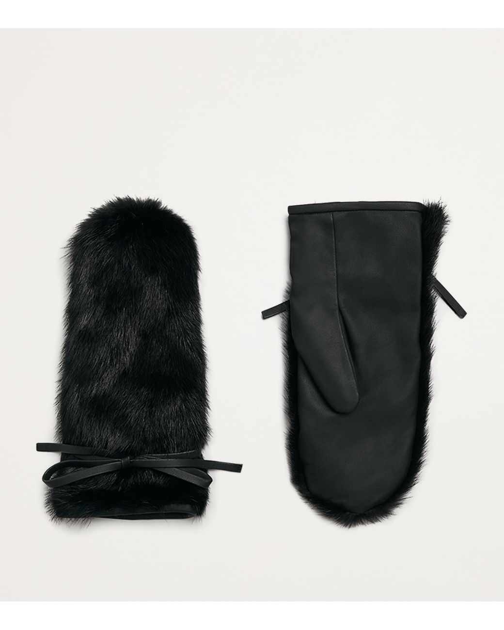 Yves Salomon Black Mink Fur-Leather Mittens