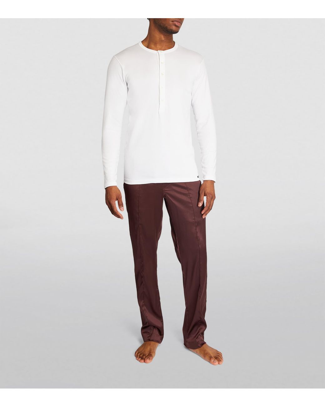 Tom Ford White Henley Lounge Shirt for men